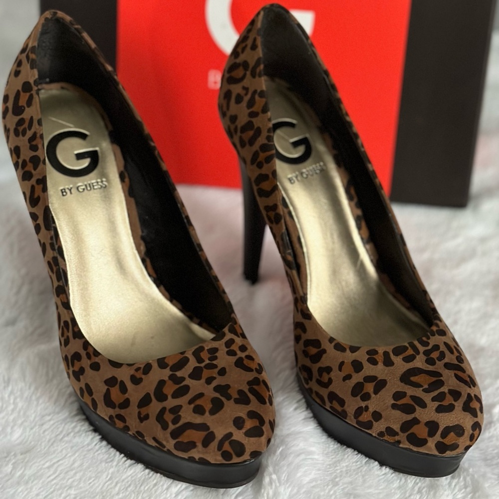 Guess leopard print high heels